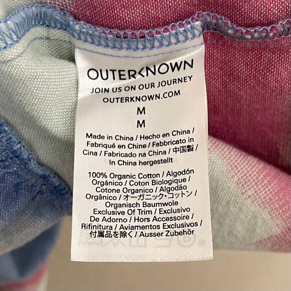 Outerknown Dress Womens Medium Blue Pink Cielo Striped Mini Swing Cotton Hippie - Picture 10 of 11